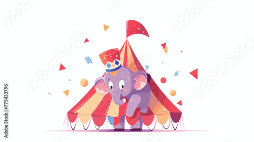 Circus elephant vector 2d flat cartoon vactor illus