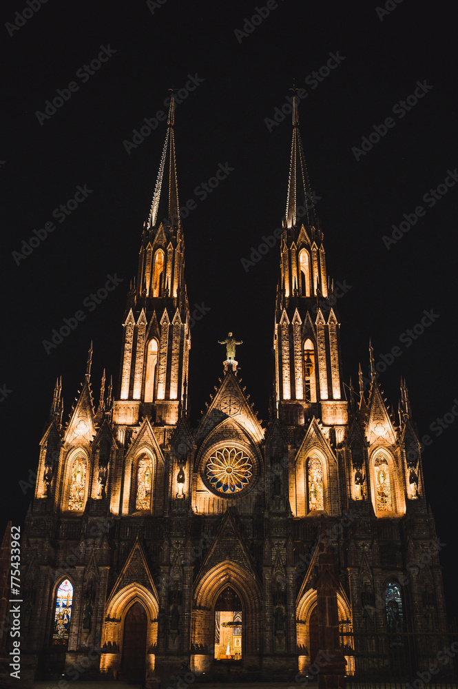Exteriors seen at night of the Cathedral 