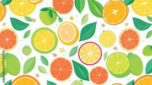 Citrus slice oranges Seamless pattern background 2d