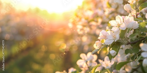 A field of white flowers with the sun shining on them. The sun is casting a warm glow on the flowers, making them look even more beautiful. The scene is peaceful and serene, with the flowers