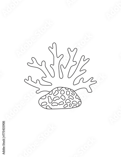 Coral Reef Coloring Page for Print. Underwater animals and Ocean Life Creatures.