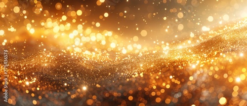  A clear photo of a golden backdrop with numerous tiny dots of light overlaying it