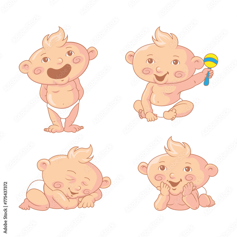 Baby boy mascot logo design vector with modern illustration concept style for badge, emblem and t shirt printing. Baby boy vector set illustration.