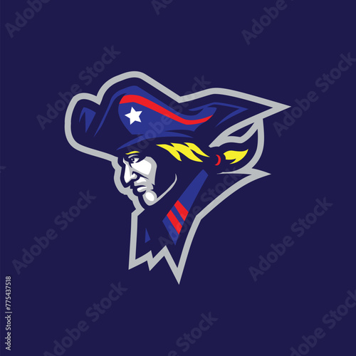 Patriot mascot logo design vector with modern illustration concept style for badge, emblem and t shirt printing. Patriot head illustration for sport and esport team.