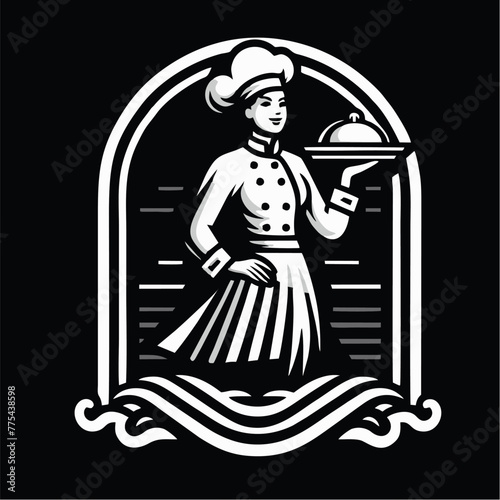 girl with a glass of wine,carrying a tray