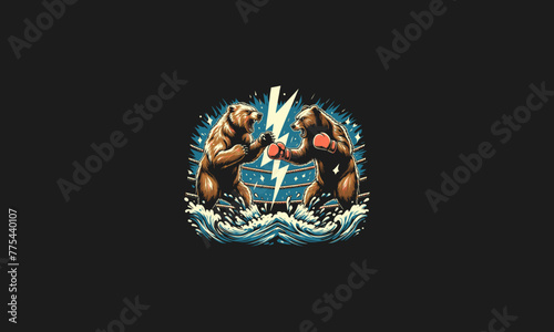 bear fight angry vector illustration artwork design