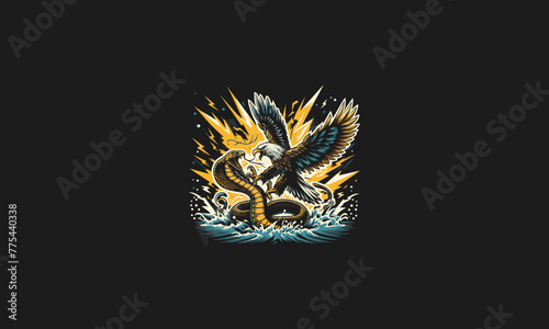 eagle fight with cobra vector artwork design