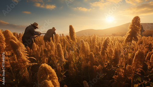 Quinoa harvest in the fields