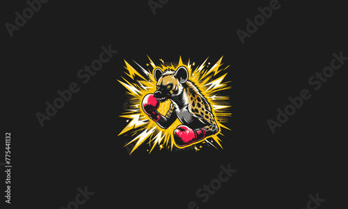 hyena angry wearing glove boxing vector artwork design