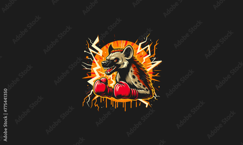 hyena angry wearing glove boxing vector artwork design