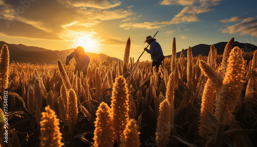Quinoa harvest in the fields