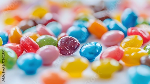Close-up of colorful candies over white background,Romania