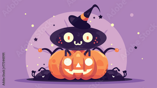Cute Jack OLantern with spider happy halloween cart photo