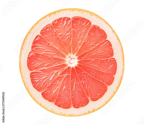 Pink grapefruit slice cutout photo