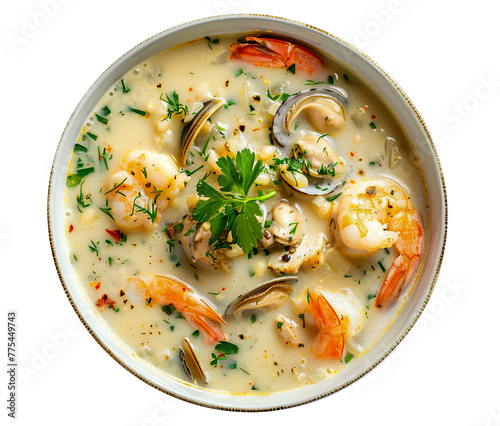 Plakat w ramie Seafood chowder on transparent background