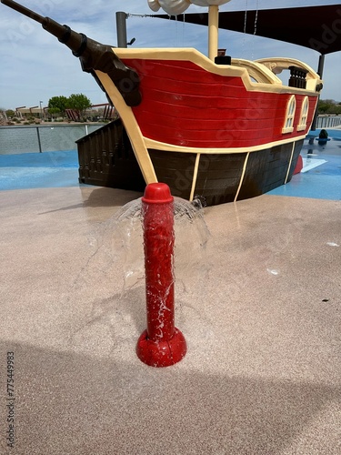 boat at the splash pad park