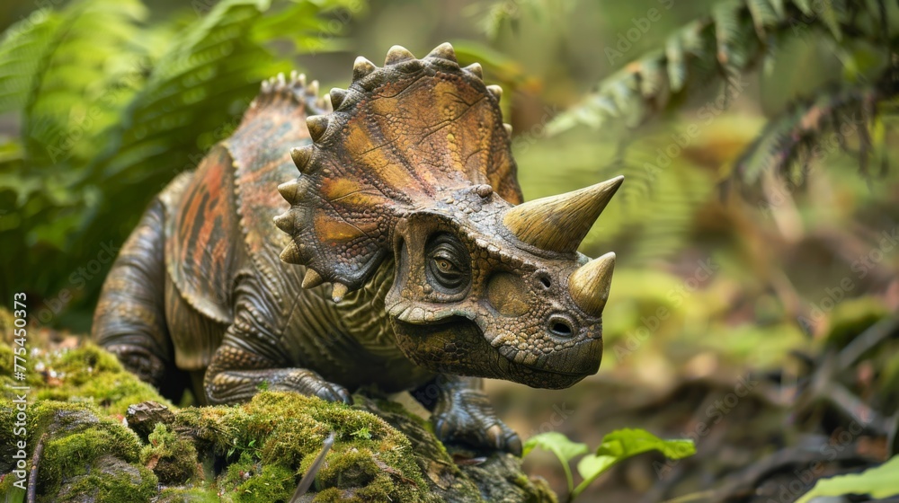 Toy Trilops Sitting on Mossy Rock Toy Trilops Sitting on Mossy Rock