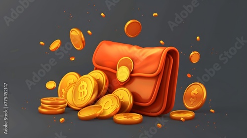 vector cash back icon with golden coins and wallet isolated on grey background. cashback or money refund label for banners and web sites photo