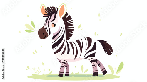 Cute zebra animal doodle cartoon vector 2d flat car