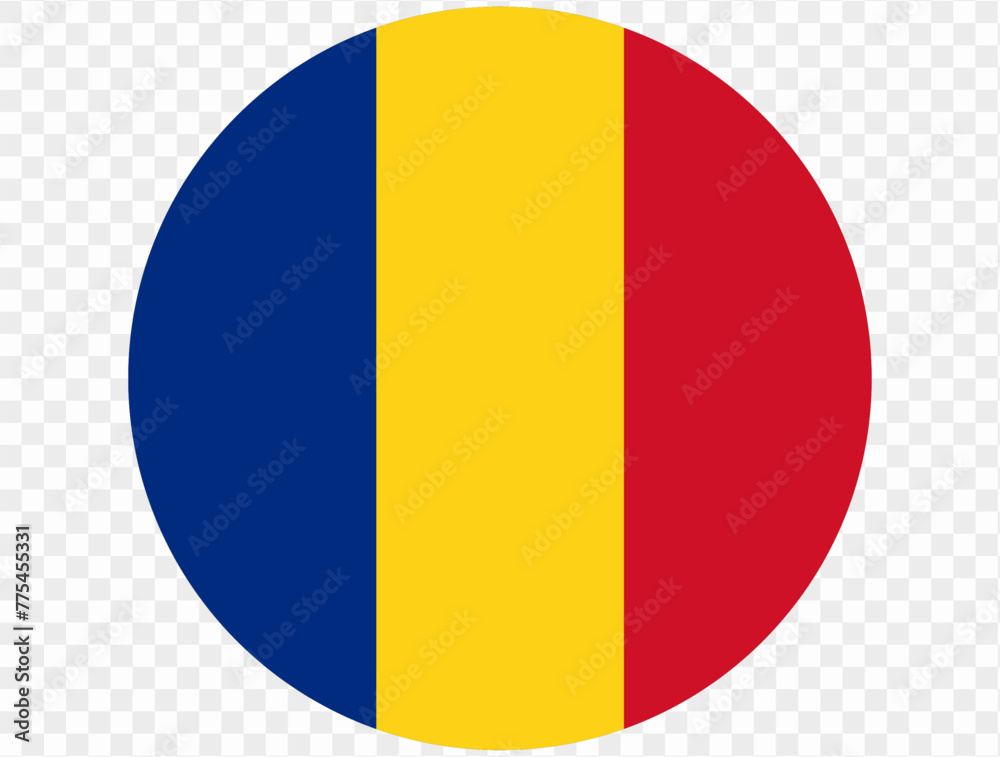 Fototapeta premium Romania flag button on png or transparent background. vector illustration.