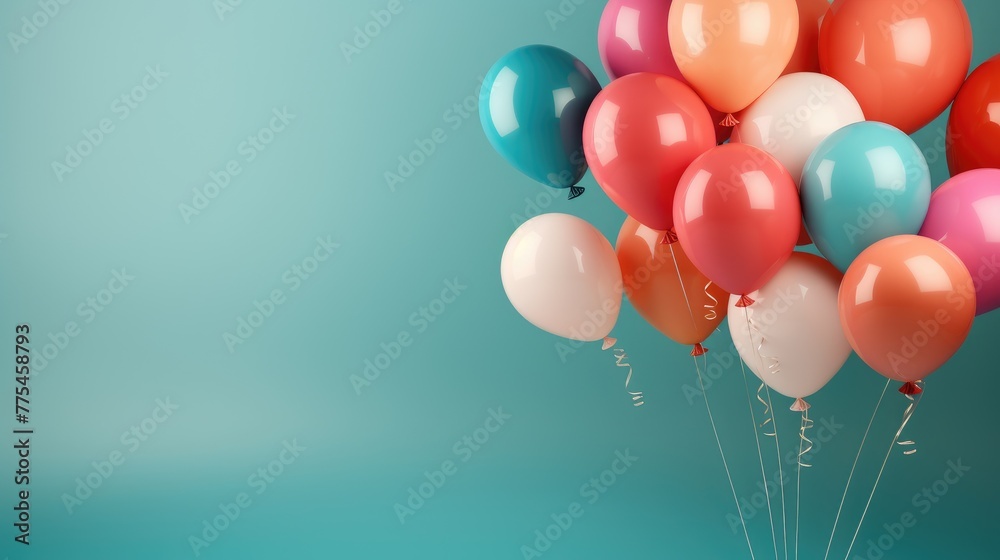 Colorful balloons with space for text against a vibrant background. Ai Generated.