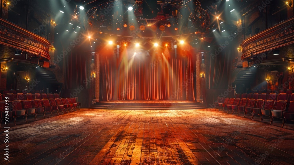 A lively concert venue with an empty stage awaiting your performance.