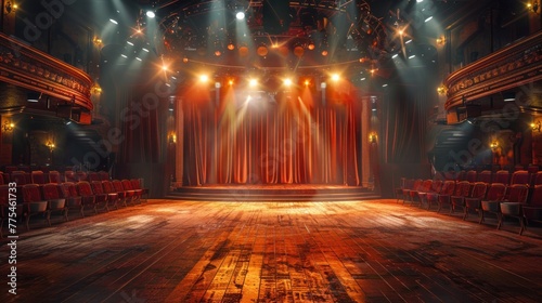 A lively concert venue with an empty stage awaiting your performance. photo