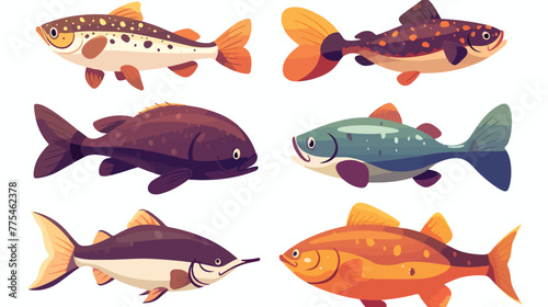 Fish icon 2d flat cartoon vactor illustration isola