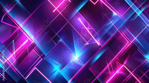 Abstract geometry infused with vibrant neon hues  Ai Generated.