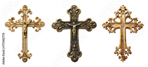 cross with gold on white transparent background