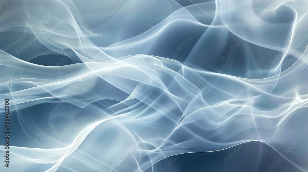 Obraz premium Flowing abstract white wave background with dynamic curves, Ai Generated.