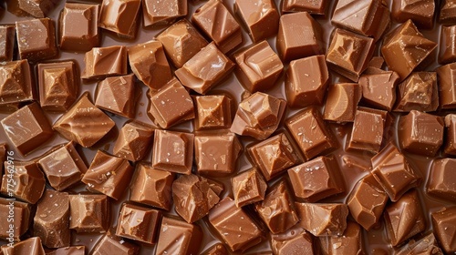 Rich texture of milk chocolate pieces tempts the senses, Ai Generated.