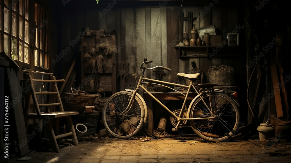 Old bicycle in old garage