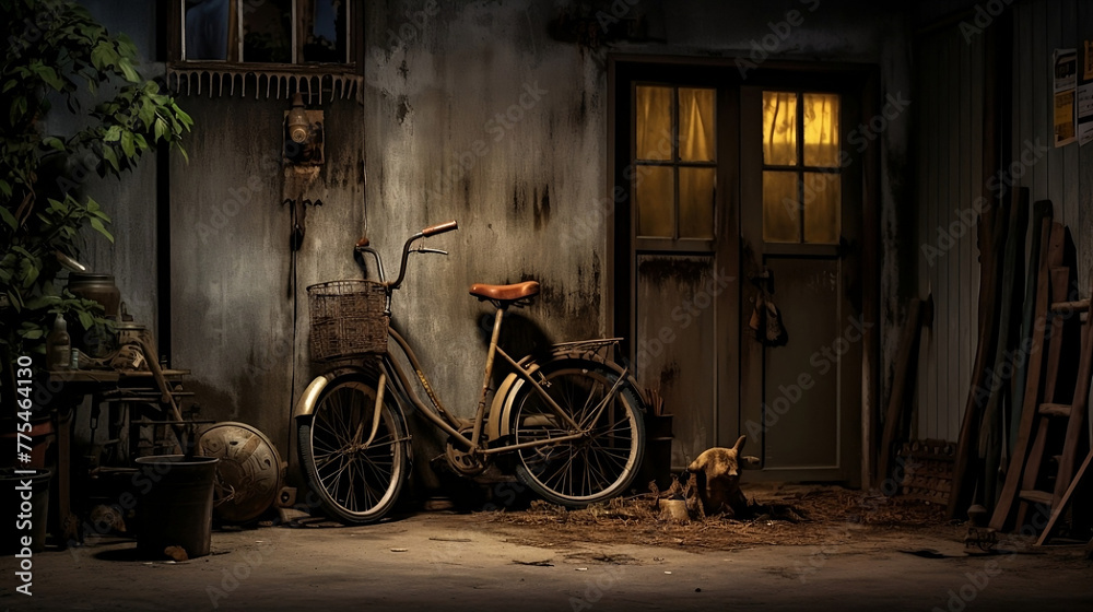 Old bicycle in old garage