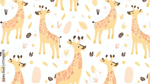 Giraffe pattern Texture Vector 2d flat cartoon vact