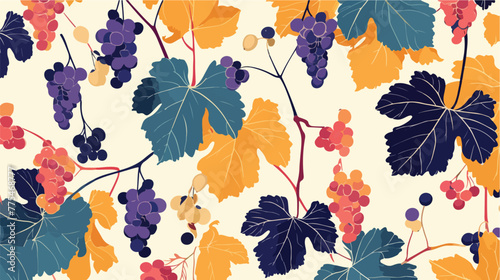 Grape leaves pattern. Hand-drawn seamless pattern.