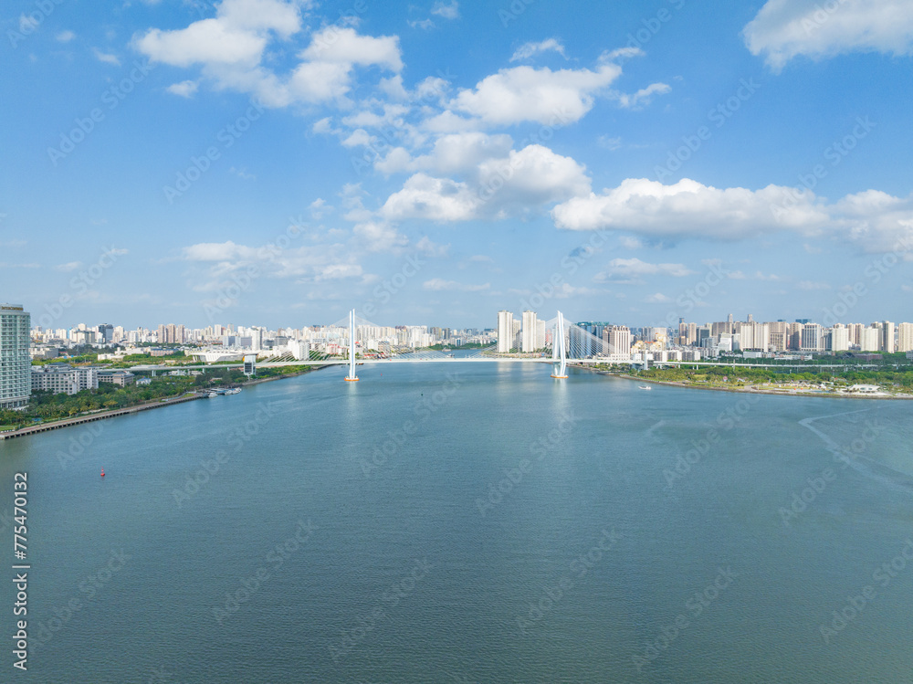 Aerial photography of Century Bridge in Haikou, Hainan, China