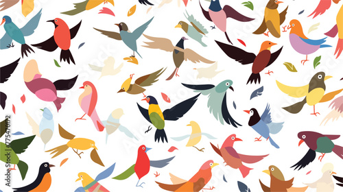 Birds silhouettes fullcolor pattern 2d flat cartoon © Mishi