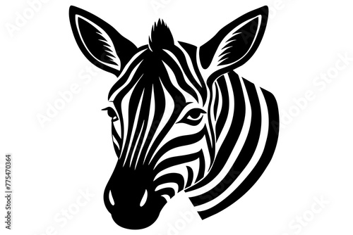 zebra head silhouette vector art illustration