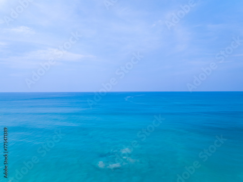 Tropical sea beach landscape blue sky white clouds background Summer sea beach background