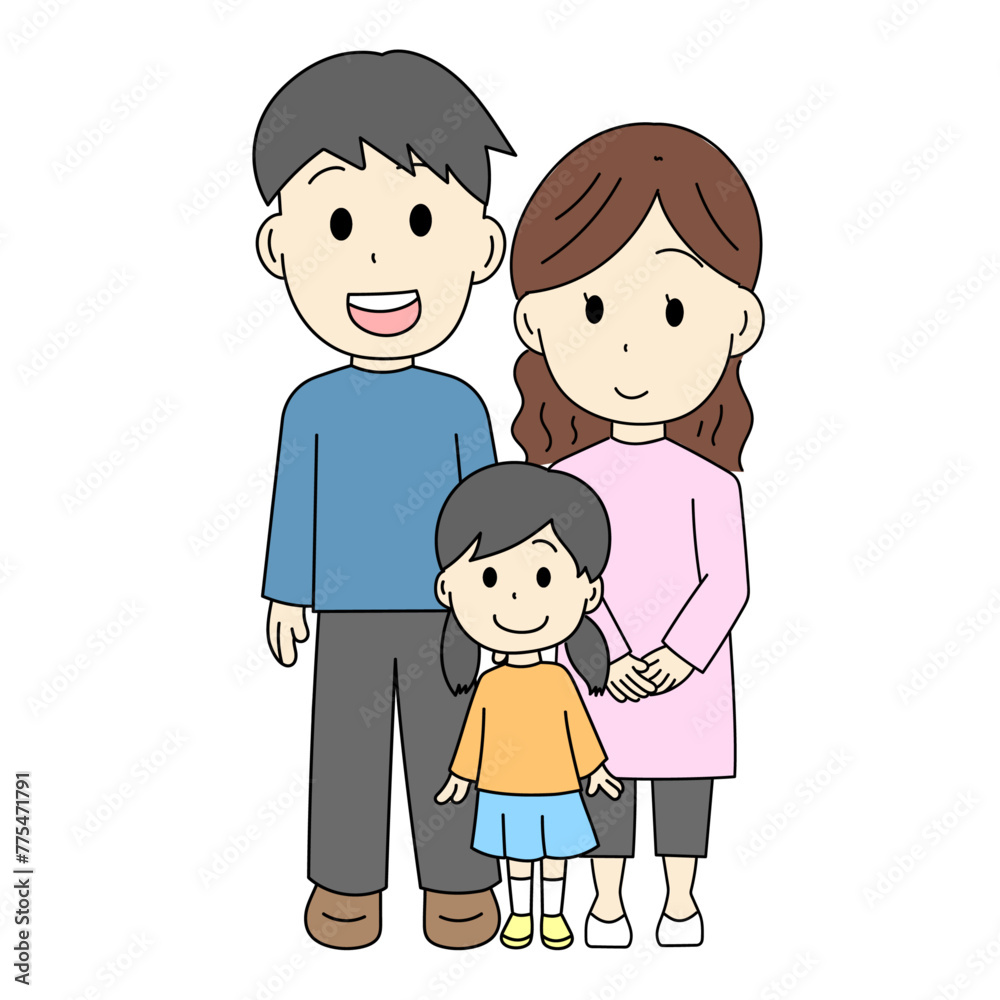 3人家族のイラスト 3人家族のイラスト