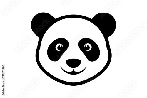 panda head silhouette vector art illustration