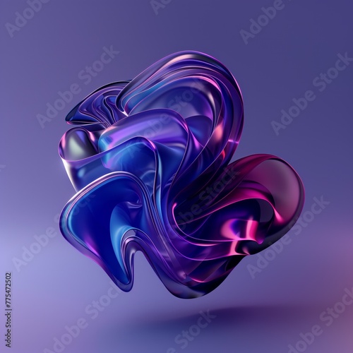 Digital abstract flowing shape isolated in space. 