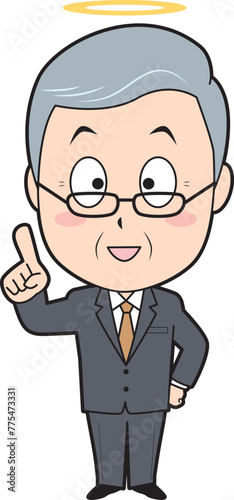 解説する故人ビジネスマン