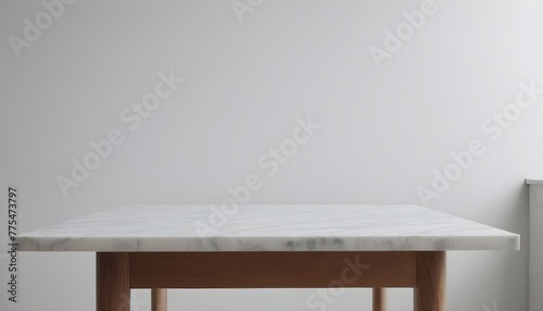  empty clean marble table in modern interior design