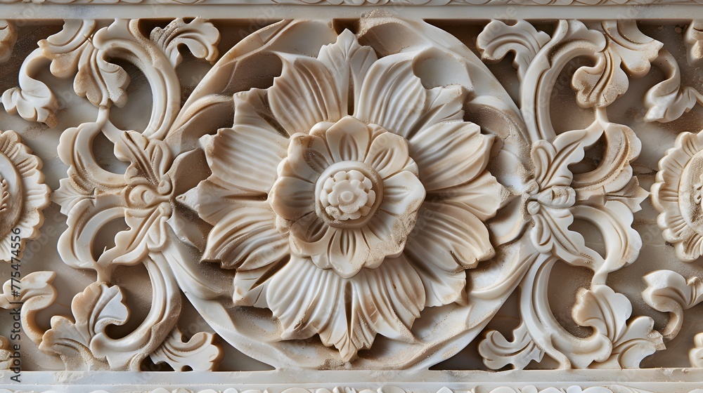 Detailed stone carving showcasing meticulous craftsmanship AI Image