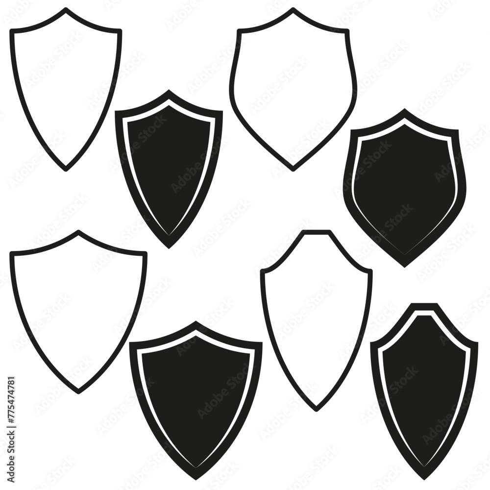 Shield Silhouettes Icon Set. Security and protection vector illustration. EPS 10. Shield Silhouettes Icon Set. Security and protection vector illustration. EPS 10.