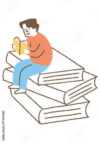 Man reading on a large book_Color