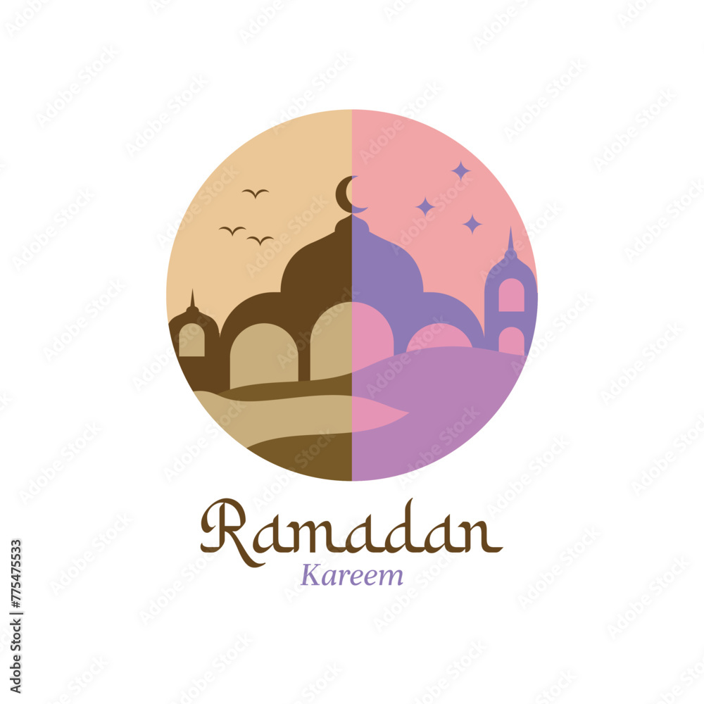 Ramadan kareem flat design day and night