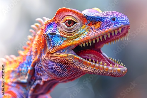 Colorful Chameleon Reptile with Vibrant Scales and Captivating Eyes in Close Up Nature Photography